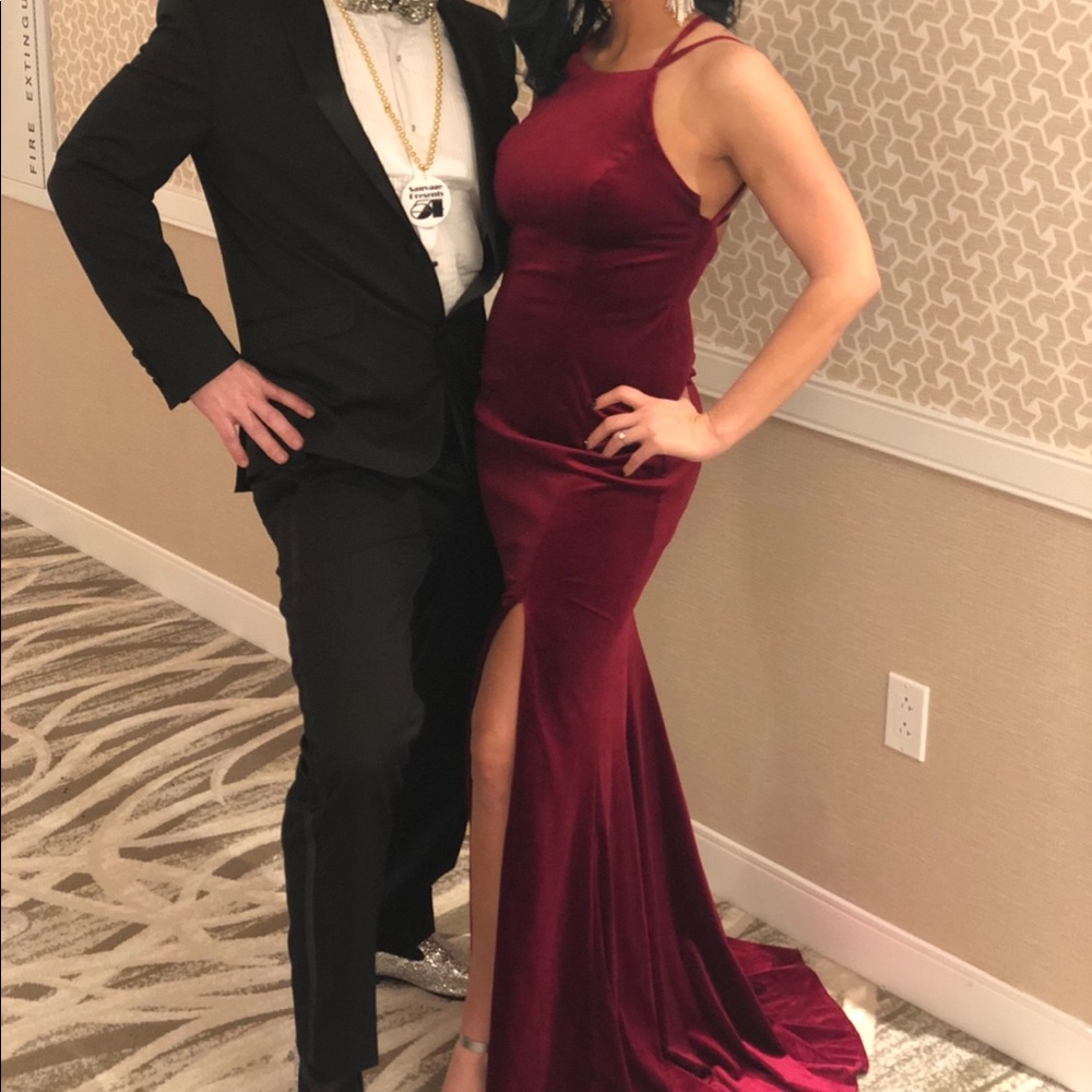 Burgundy velvet gown